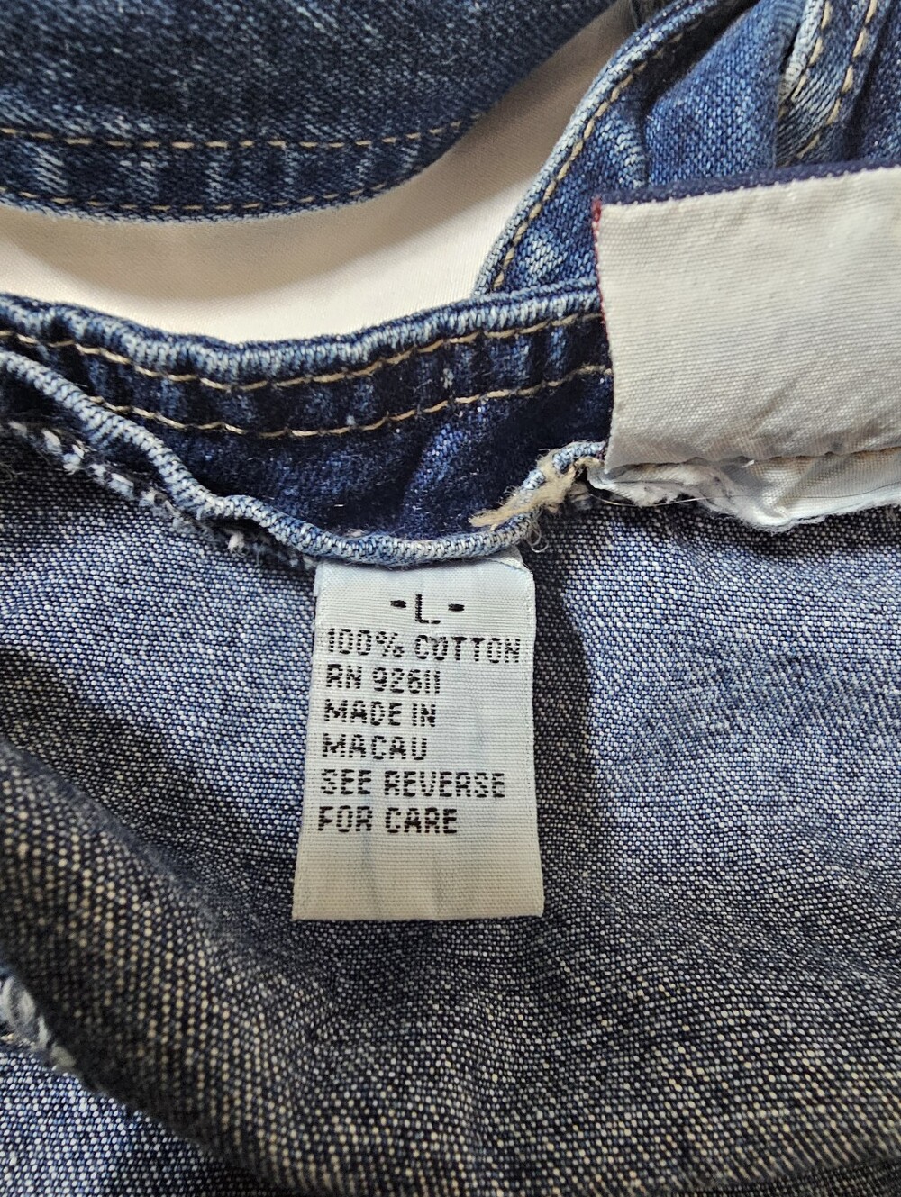 J.L. N.Y. Vintage Denim Maxi Overall Dress Size Large, Button Side 100% Cotton - Picture 12 of 14